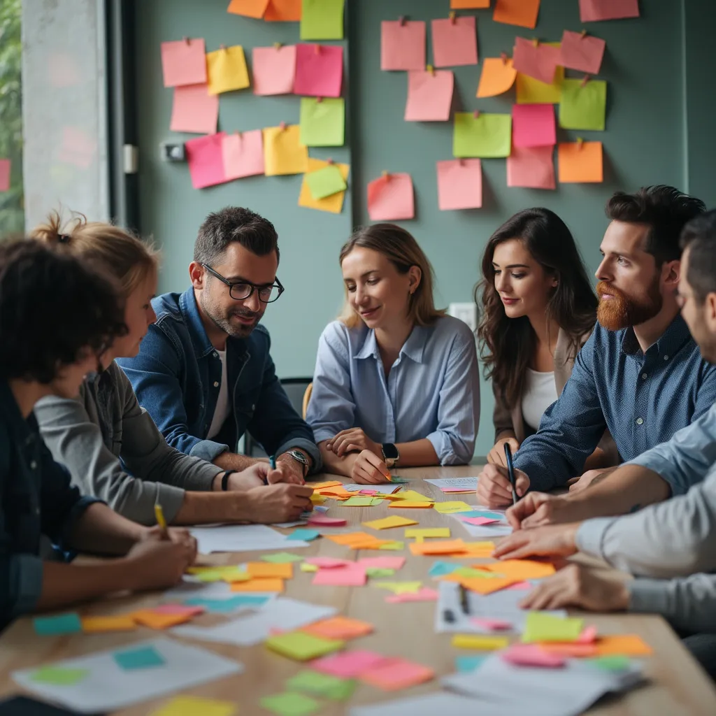 Csapatmunka egy üzleti képzési workshopon